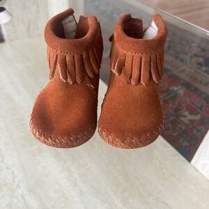 Minnetonka Tan Baby Moccasins with Fringe
